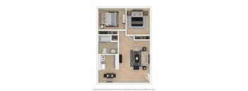 Furnished two bedroom one 
bathroom apartment