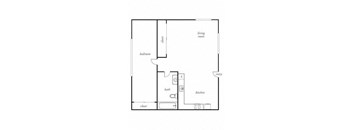 One bedroom one bathroom floorplan