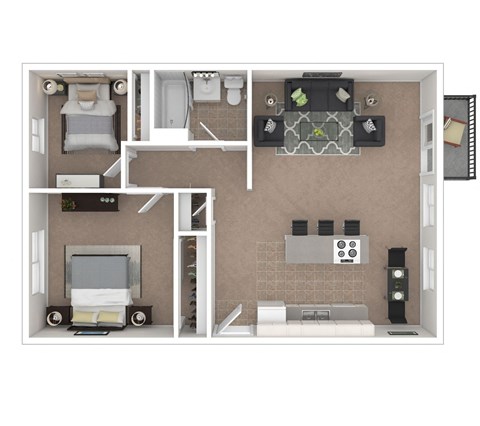 2 bedroom 1 bathroom floor plan