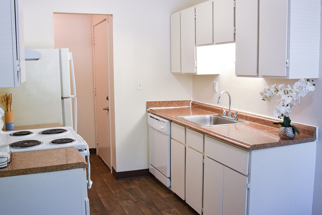 this is a photo of the kitchen in a 1 bedroom apartment at deer hill apartments in c