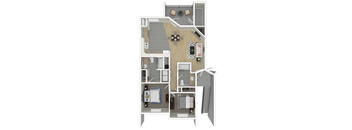 two bedroom two bathroom apartment floor plan