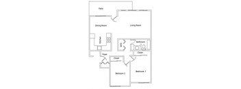 2 Bedroom, 1 Bath