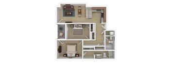 2 bedroom 2 bathroom Floorplan Glacier Vista Redmond OR Apartments