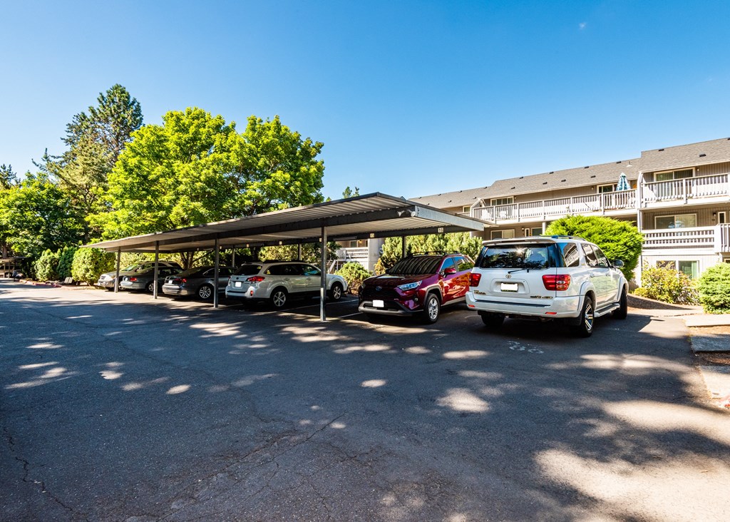 the parking lot at the whispering winds apartments in pearland, tx
