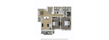 a floor plan of a furnished two bedroom apartment