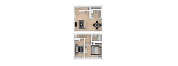 a floor plan of a furnished two bedroom apartment