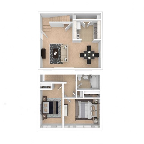 a floor plan of a furnished two bedroom apartment