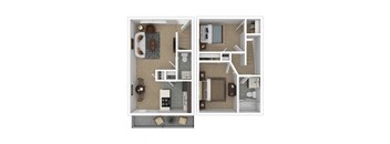 2 bedroom 1 bathroom Floorplan