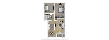 a floor plan of a furnished two 
bedroom apartment