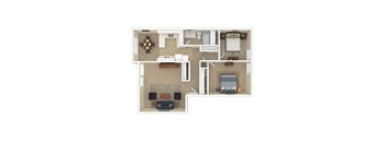 River Cliff Apartments Milwaukie Oregon  a floor plan with a bedroom and a living room
