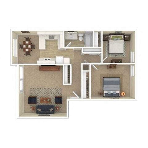 River Cliff Apartments Milwaukie Oregon  a floor plan with a bedroom and a living room
