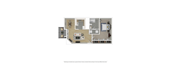 a floor plan of a furnished one bedroom home
