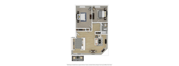 a floor plan of a furnished two bedroom home