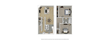 a floor plan of a furnished two bedroom home