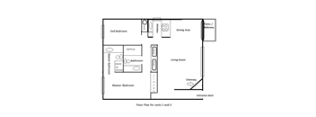 2 bedroom 2 bathroom Floorplan
