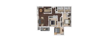Masters Apartments Aloha Oregon  Three Bedroom 2 bathroom Floorplan