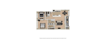 A floor plan of a furnished two bedroom apartment