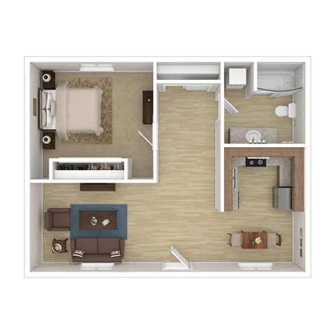 a floor plan of a one bedroom apartment