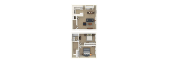 a floor plan of a furnished two bedroom home