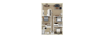 a floor plan of a furnished three bedroom home