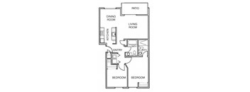 Two bedroom two bathroom floorplan
