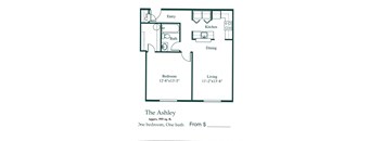 One bedroom one bathroom floorplan