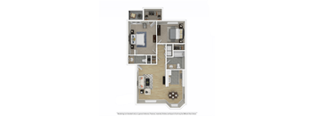a floor plan of a furnished two bedroom apartment