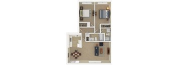 Two Bedroom Two bathroom floorplan