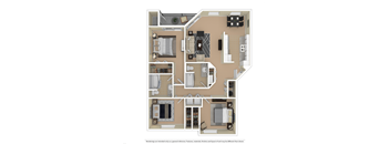 3 bedroom floor plan Aloha Oregon Quatama Village Apartments 