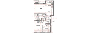 a floor plan of a house with bedrooms and a living room