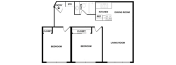 a floor plan of a two bedroom apartment