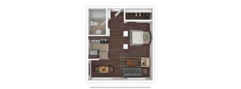 a floor plan of a furnished studio apartment