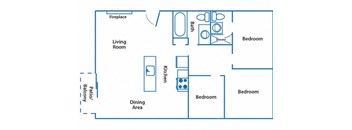 Three Bedroom 2 bathroom Floorplan