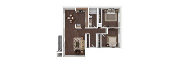 Two bedroom one bathroom floorplan