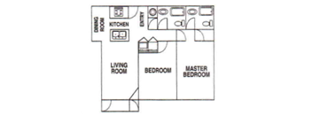 Two Bedroom Two bathroom floorplan  at Hampton Park Apartments, Tigard