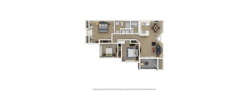 the floor plan of a furnished three bedroom apartment