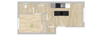 1 Bedroom 1 Bathroom Floor Plan