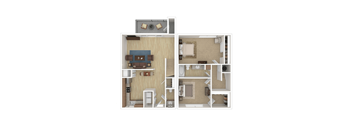a floor plan of a furnished two bedroom apartment