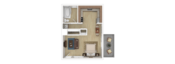 a floor plan of a furnished studio bedroom apartment