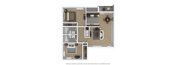 the floor plan of a furnished two bedroom apartment