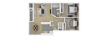 2 Bedroom 1 Bath Floor Plan