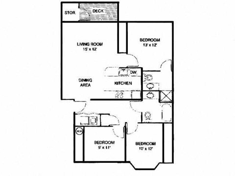 3 bedroom 2 bathroom floorplan