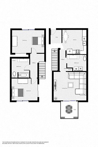 2 bed 2 bath floorplan at Heritage Crossing Milwaukie OR 