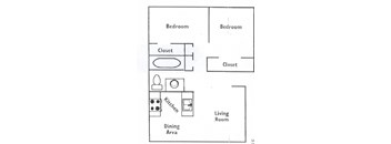 2 Bedroom One Bathroom Floor Plan
