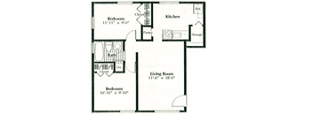 a floor plan of a living room and a kitchen