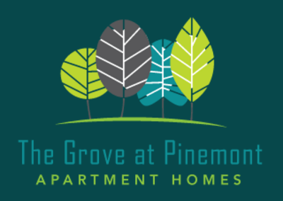 The Grove at Pinemont Apartment Homes logo with three stylized trees.
