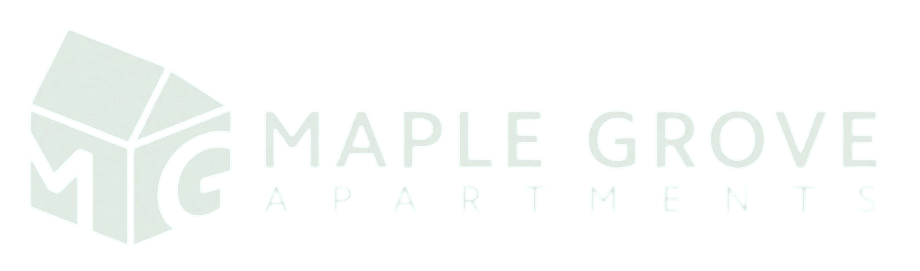 the maple grove apartments logo in black and white