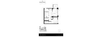 A 2 bedroom 2 bath floor plan for a property located at The Pacific, 2946 Dundas Street West