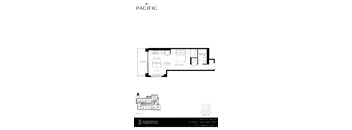 1 bedroom 1 bathroom  studio apartment floor plan at The Pacific Junction Toronto.