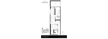 2 bedroom 2.5 bathroom apartment floor plan at The Pacific Junction Toronto.